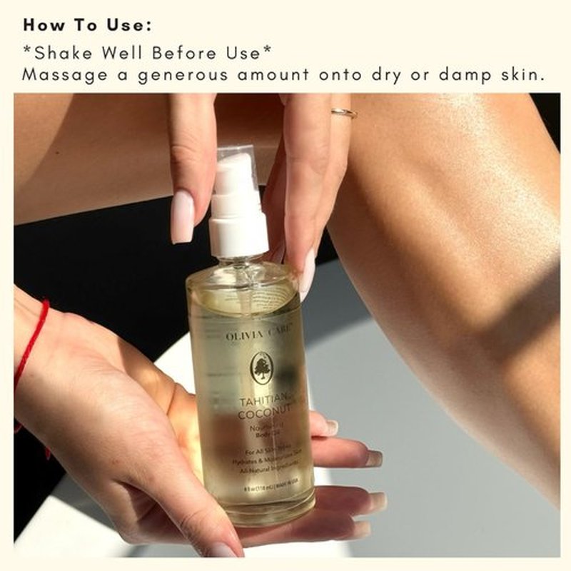 Olivia Care Tahitian Coconut Nourishing Body Oil, 4 fl oz, For All Skin Types