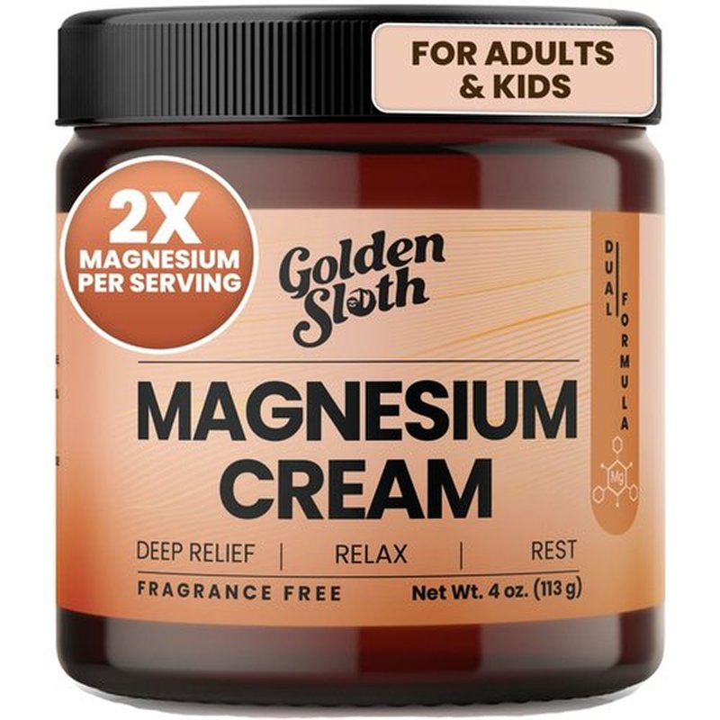 Golden Sloth Magnesium Lotion for Sleep, Muscles & Joints - Unscented - Highly Concentrated with 2 Types of Magnesium, Made in USA, All-Natural - Calming Cream