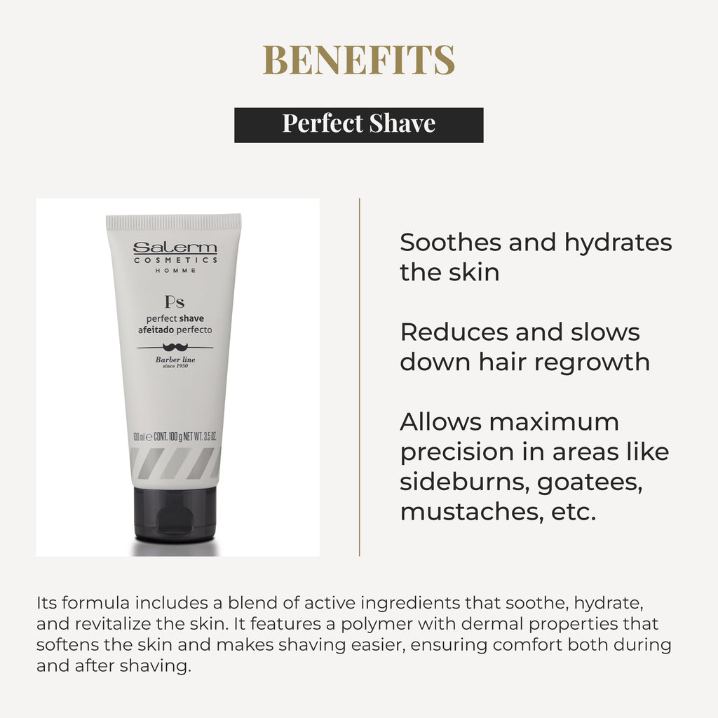 SALERM - Men's Shaving Gel - Perfect Shave Homme Barber Line - Transparent Gel for a Perfect Shave - Calms and Hydrates the Skin - Helps Reduce and Delay Hair Growth