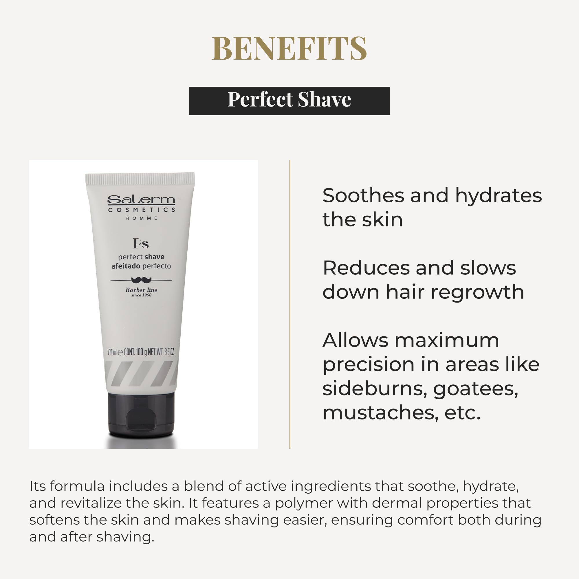 SALERM - Men's Shaving Gel - Perfect Shave Homme Barber Line - Transparent Gel for a Perfect Shave - Calms and Hydrates the Skin - Helps Reduce and Delay Hair Growth
