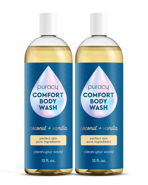 Puracy Natural Body Wash - Moisturizing Shower Gel for Sensitive Skin - 2pk 12 fl oz | Coconut & Vanilla