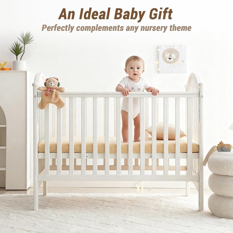 Bailix Heavyweight Muslin Baby Crib Sheets - 2-Pack Neutral Fitted Sheets | Soft 100% Organic Cotton (52"x28", Cream & Coffee)