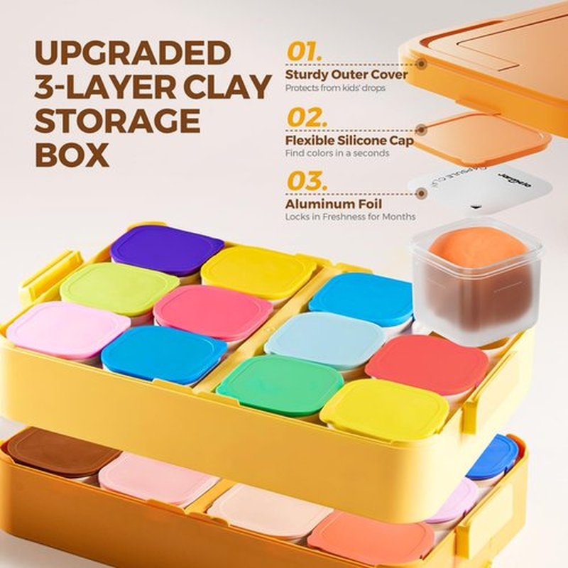 Skiennix Air Dry Clay - Kids Modeling Clay Kit with Storage Box & Sculpting Tools | Perfect Craft Gift for Ages 6-12