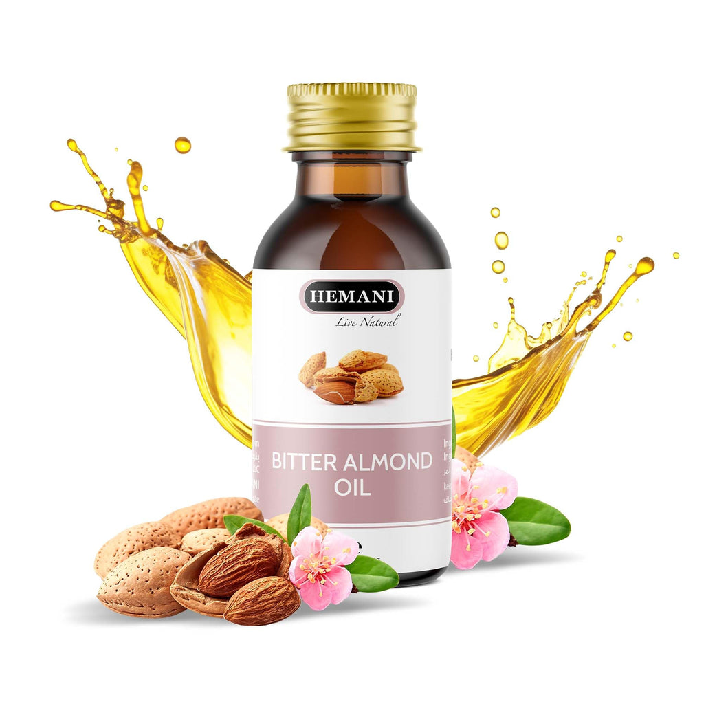Hemani Bitter Almond Oil 30ml (1 Fl Oz) - 100% Pure Steam Distilled | Soothing Aromatherapy | Natural Essential Oil for Diffuser & Massage