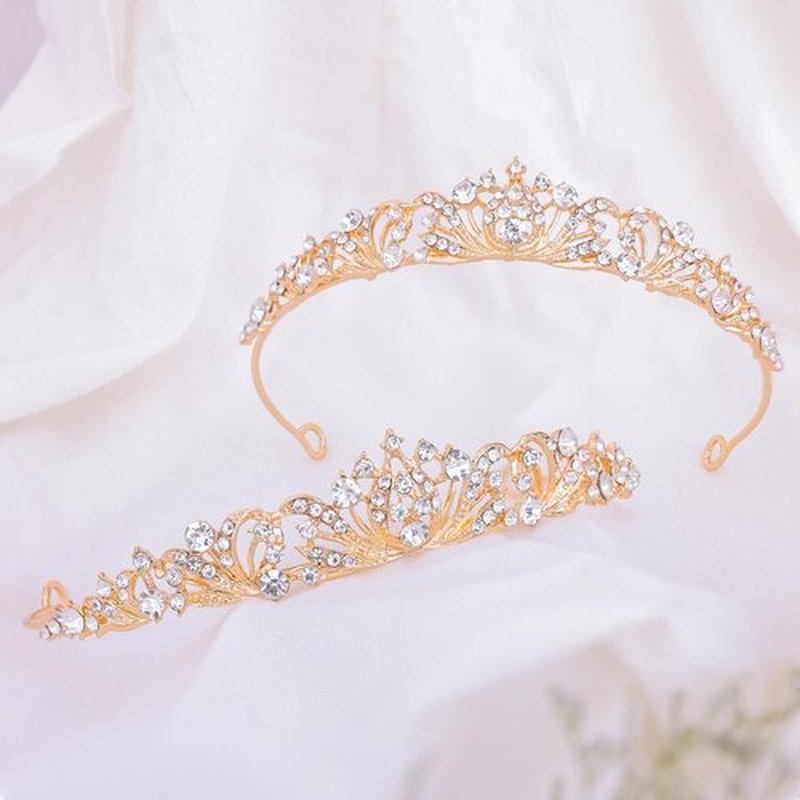 2 Pieces Gold Tiara Crown for Women Wedding Tiaras for Bride Princess Crowns and Tiaras for Girl Rhinestone Crowns for Birthday Halloween Cosplay Christmas Party Prom Gifts