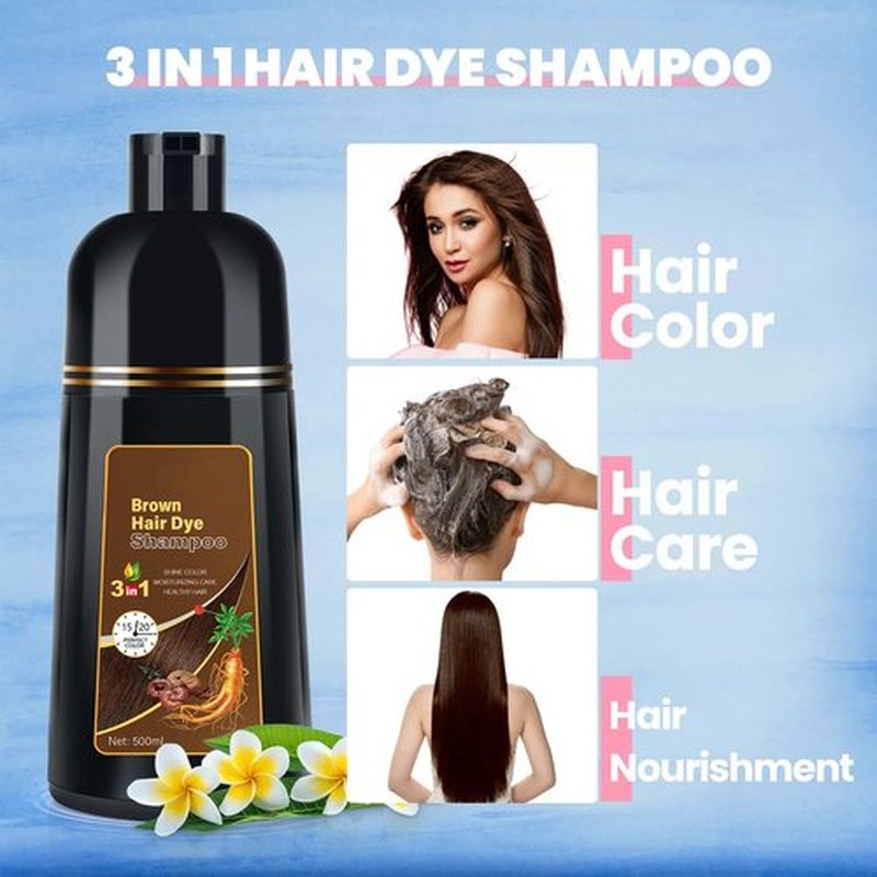 BOJICA Hair Color Shampoo, Brown Hair Dye Shampoo 3 in 1 for Women&Men Herbal Ingredients Hair Dye in Minutes/Semi-Permanent/(16.9 FL OZ)