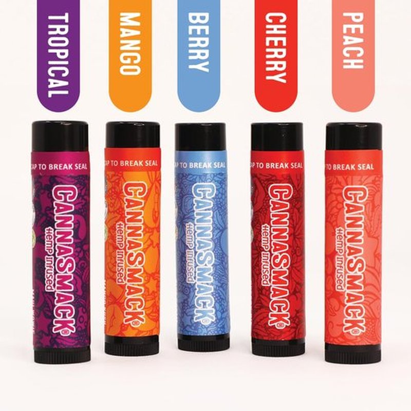 CannaSmack Natural Hemp Lip Balm - Soothe & Moisturize Lips | 5 Flavors: Mango, Tropical, Peach, Berry, Cherry