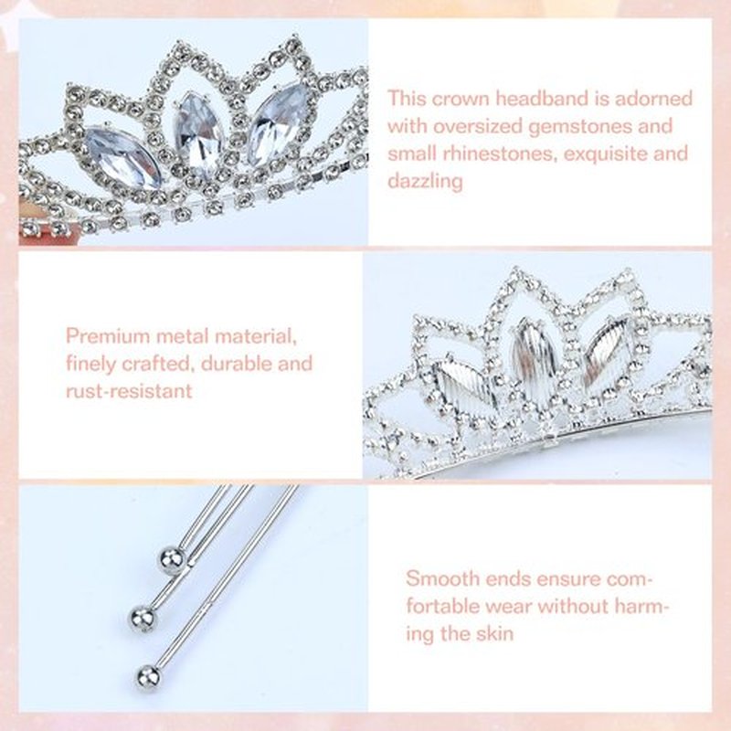 Dizila 8 Pieces Silver Metal Birthday Party Prom Bridal Wedding Dazzling Rhinestone Princess Crown Headbands Tiaras Headpieces Hair Accessories for Women Girls Brides Bridesmaids