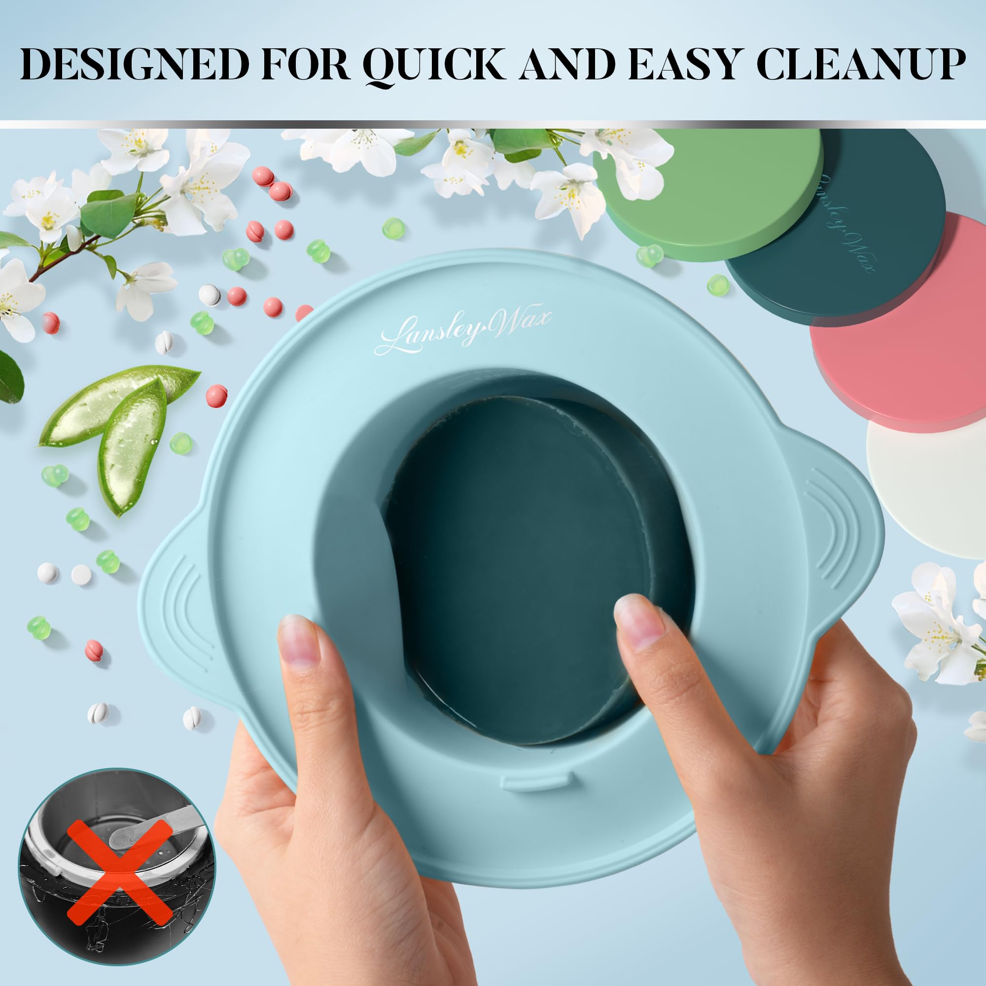 LANSLEYWAX Digital Waxing Kit for Women Men - Water Blue Waxing Machine with 39 Accessories - Hard Wax Kit for Arm Leg Brazilian Bikini Face Sensitive Skin, Wax Warmer Hair Removal for Home/Salon Use