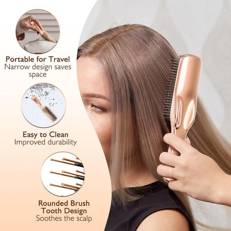 Daily Gard Detangling Hair Brush, Dry and Wet Detangler Hair Brush for Women and Men, Massager Scalp Brush for Straight/Long/Fine Hair, Rose Gold