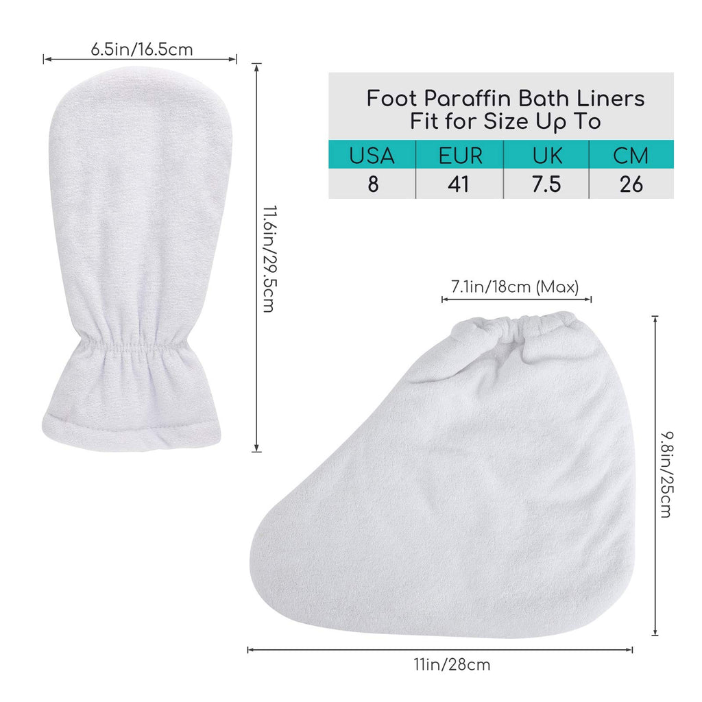 Paraffin Bath Mitts, Segbeauty Thick Snug Elastic Opening Paraffin Wax Glove and Bootie with Double Terry Clothes for Heat thera-py, Hand and Foot Bags for Thermal SPA treat-ment, Paraffin Machine