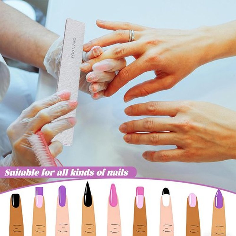 100 Pcs Nail Files and Buffers Set 100/180 Grit Emery Boards for Natural Nails 4 Sided Nail Buffer Blocks for Professional Manicure Care Pedicure Tools