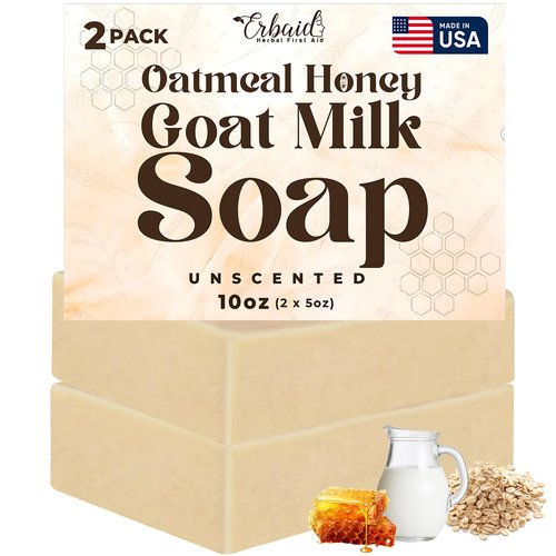 Oatmeal Soap – Natural Oatmeal & Honey Goat Milk Soap Bar – Face & Body Wash for Eczema, Psoriasis, Dry, Itchy, Sensitive Skin Relief – Unscented Wash Great for Kids, Babies – Handcrafted, Made in USA