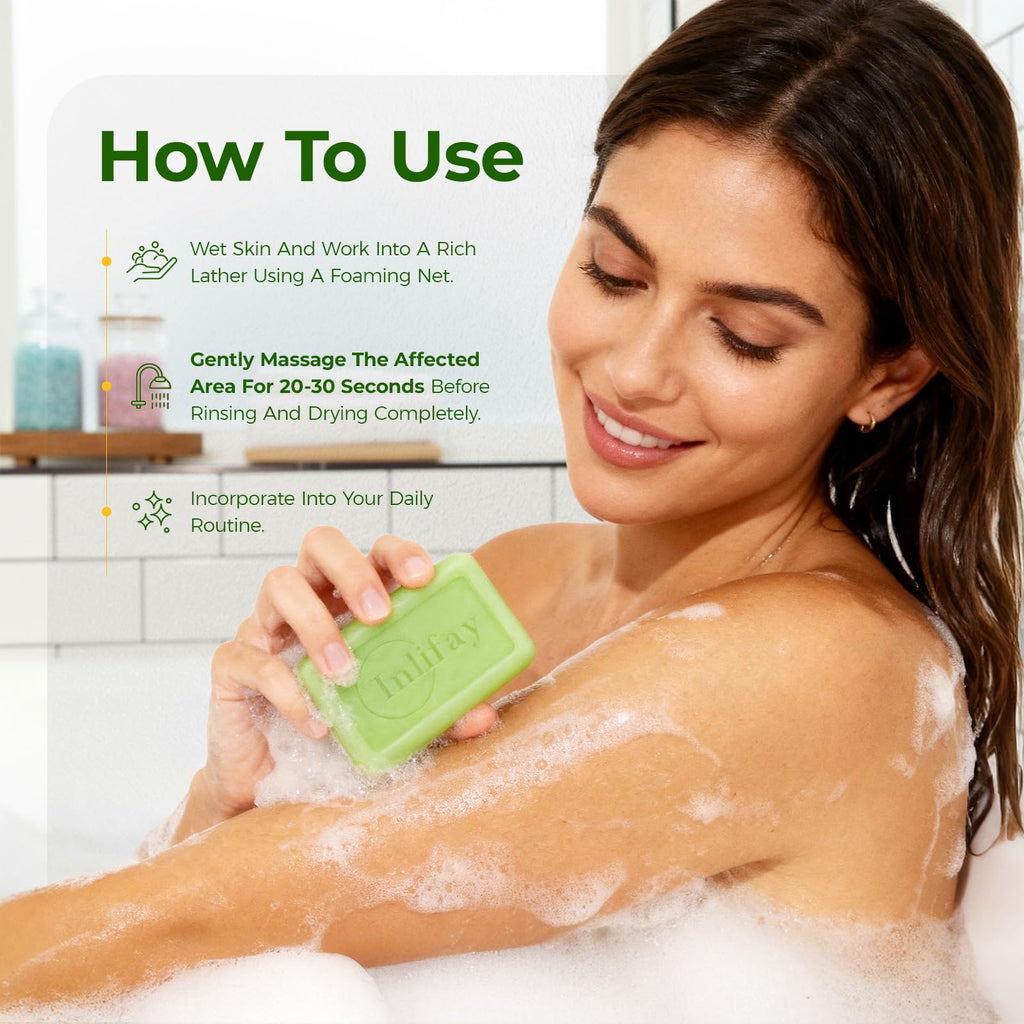 Inlifay Tolnaftate 1% Antifungal Bar Soap : Athletes Foot Ringworm Jock Itch Fast Itch Relief Tea Tree Oil Non-Greasy Anti-Fungal Bar Wash for Gym-Goers & Active Adults