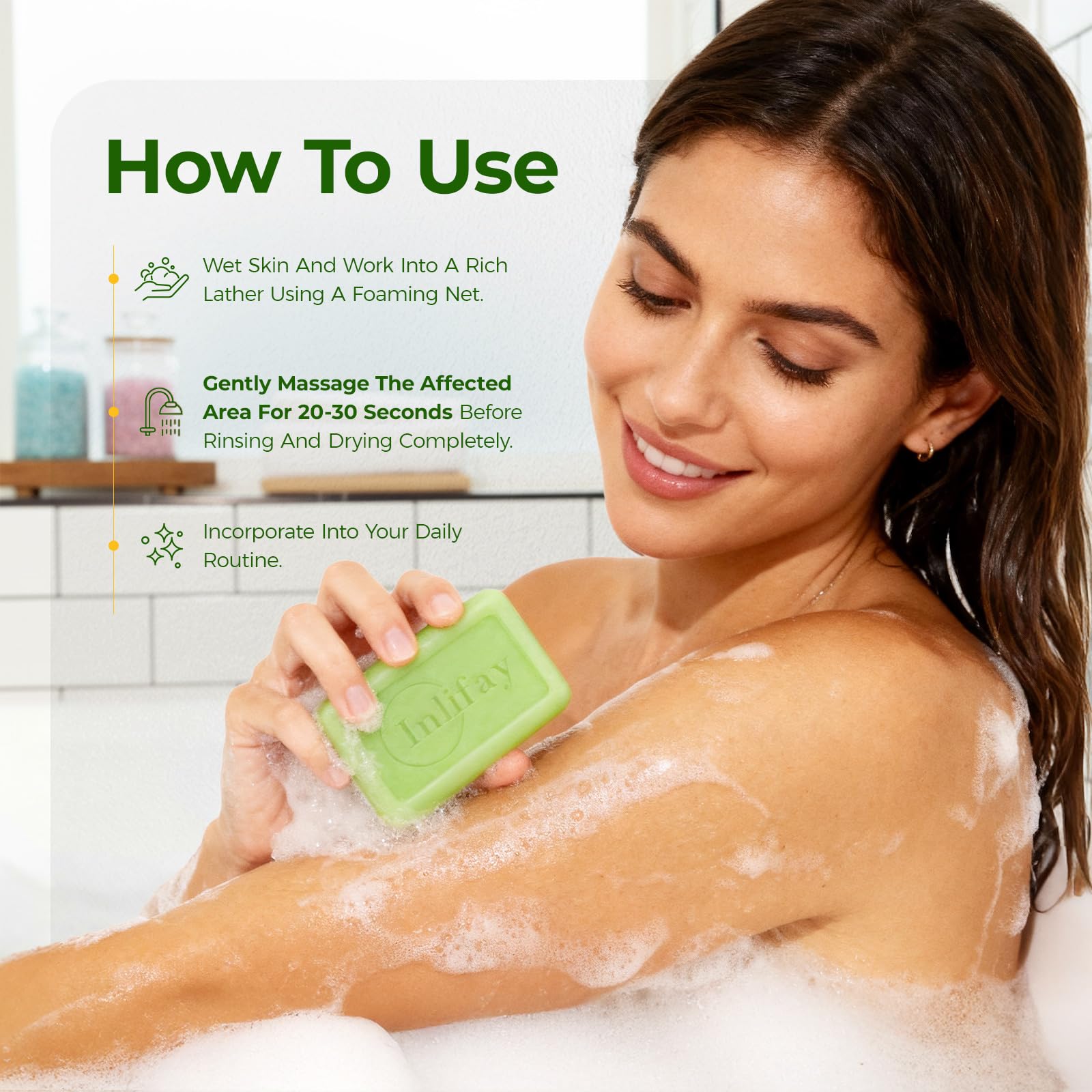 Inlifay Tolnaftate 1% Antifungal Bar Soap : Athletes Foot Ringworm Jock Itch Fast Itch Relief Tea Tree Oil Non-Greasy Anti-Fungal Bar Wash for Gym-Goers & Active Adults