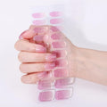 SIUDXA Semi Cured Gel Stickers - Salon Quality UV Manicure Wraps, Long Lasting DIY Finger Decals, Easy Application, Pink Gradient Glitter (20 PCS)