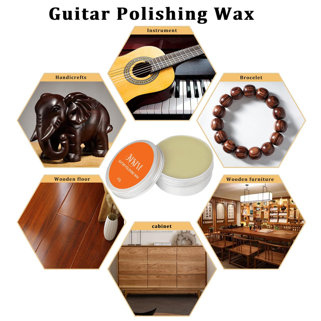 KTKTVE Guitar Cleaning Kit – 8-Pack Complete Care Set with Innovative Sponge Applicator | Guitar Cleaner, Lemon Oil(fretboard oil), Polish Wax, String Cleaner, Winder, Brush & Microfiber Cloth