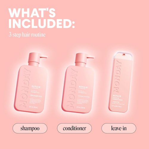 MONDAY Haircare Ultimate Repair Gift Set with REPAIR Shampoo, REPAIR Conditioner and REPAIR Leave-In