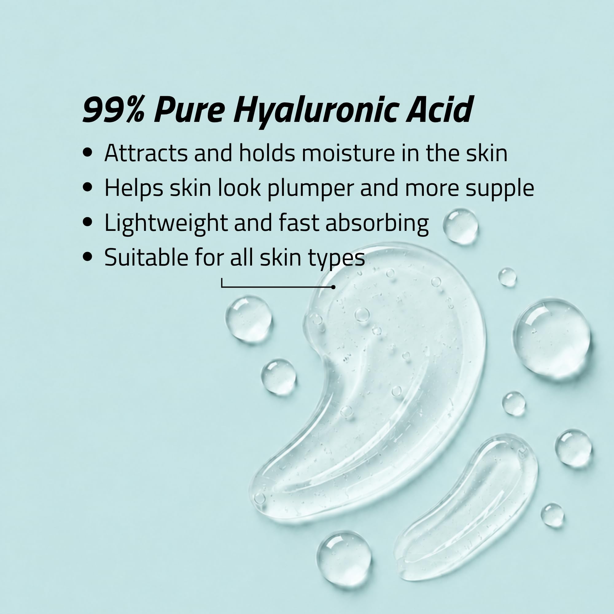 YEOUTH Pure Hyaluronic Acid Serum for Face with 99% Hyaluronic Acid, Plumping Hydrating Serum Targets the Appearance of Fine Lines, Dry and Dull Skin, 2 oz
