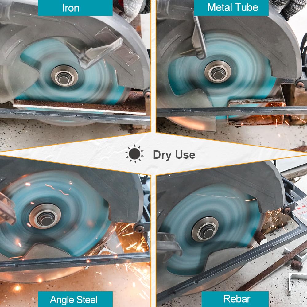 12 Inch 60T Metal Circular Saw Blade - EXFEIN Tungsten Carbide Tipped Saw Blade Arbor 1-3/16" for Metal Sheet or Pipe, Angle Iron, Rebar, Ferrous Metals, Non-Ferrous Metals