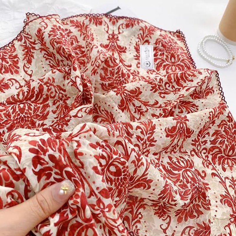 Pemilosci Large Cotton Bandana Headband, Head Wrap, Protective Coverage, Hair Neck Scarf for Women 28 x 28 inch (S01-Vine-Red)