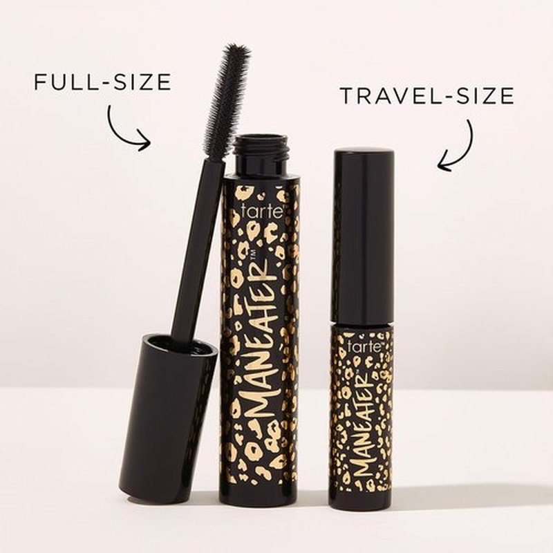 tarte maneater mascara – Extreme Curl, Instant Volume & Length, 16HR Ultra-Creamy Longwear Eye Makeup, Cruelty-Free, travel size, black