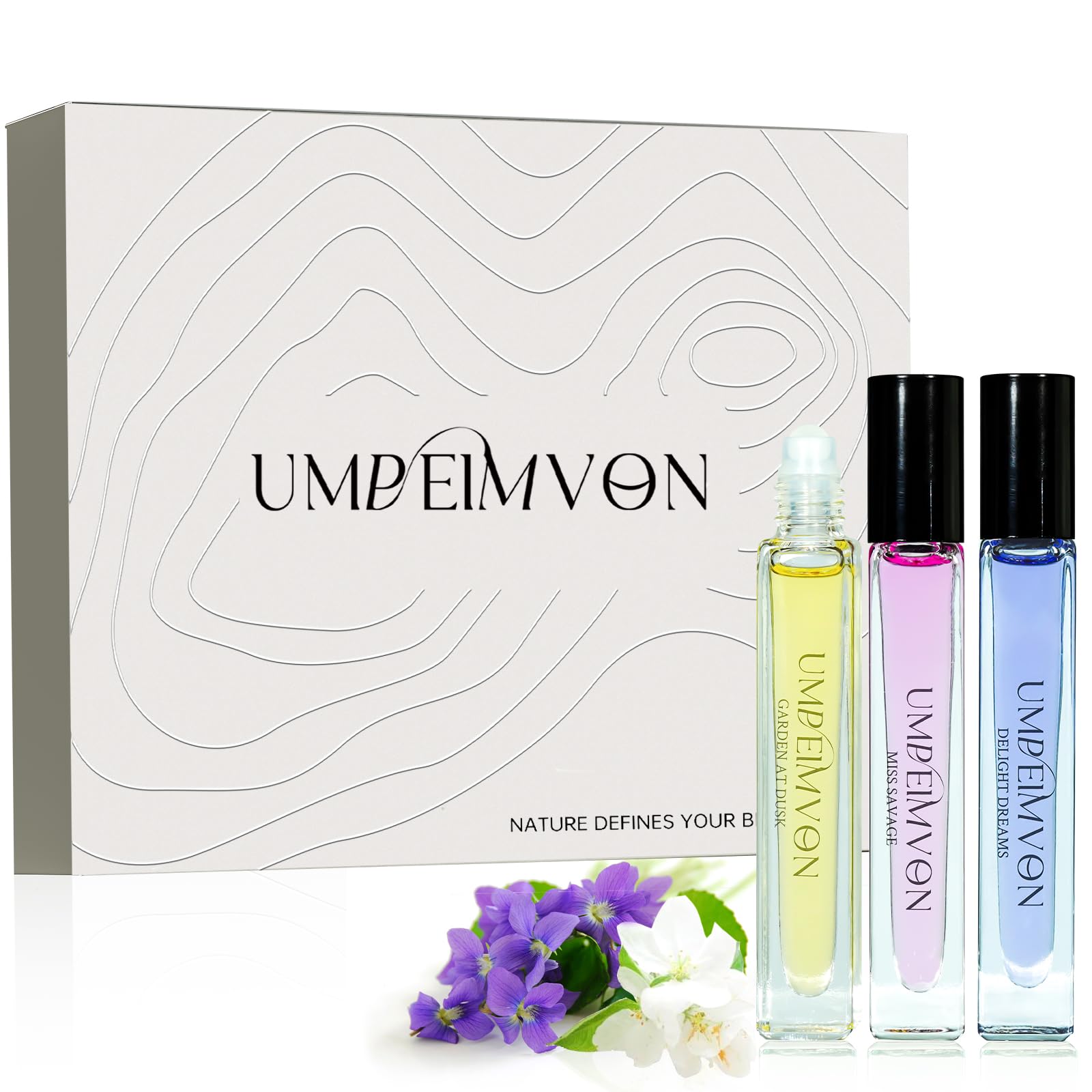 Umpeimvon 3 PCS Roll On Perfume Oils for Women Long Lasting, Fagrance Body Oil Gift, Travel Size 0.33 Fl. Oz
