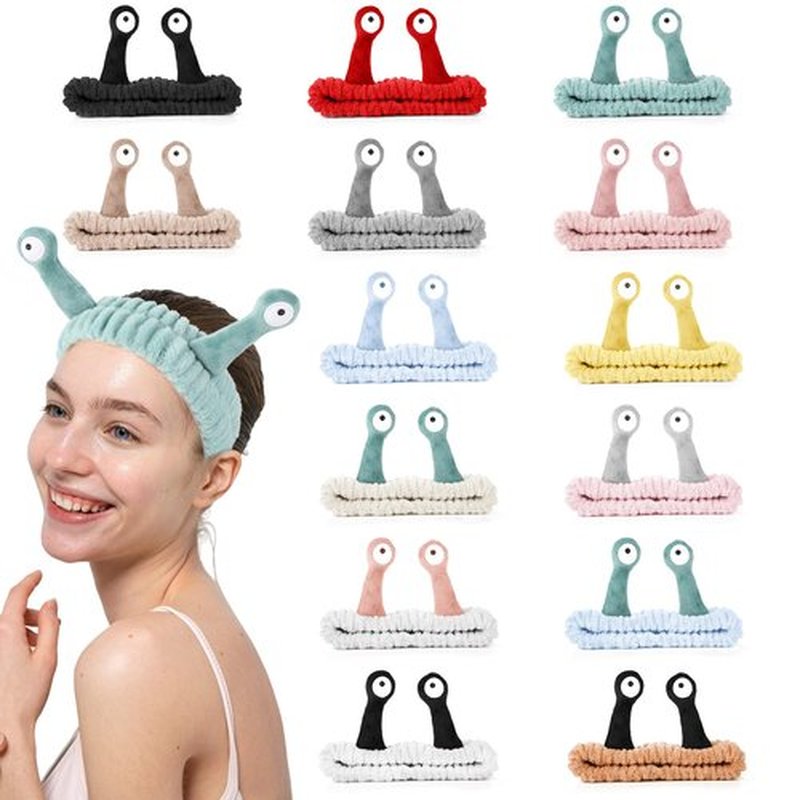 Molain 14PCS Headband for Washing Face, Cartoon Cute Flannel Skincare Headbands, Palm and Snail Spa Headband, Elastic Hair Bands Creative Hair Accessories