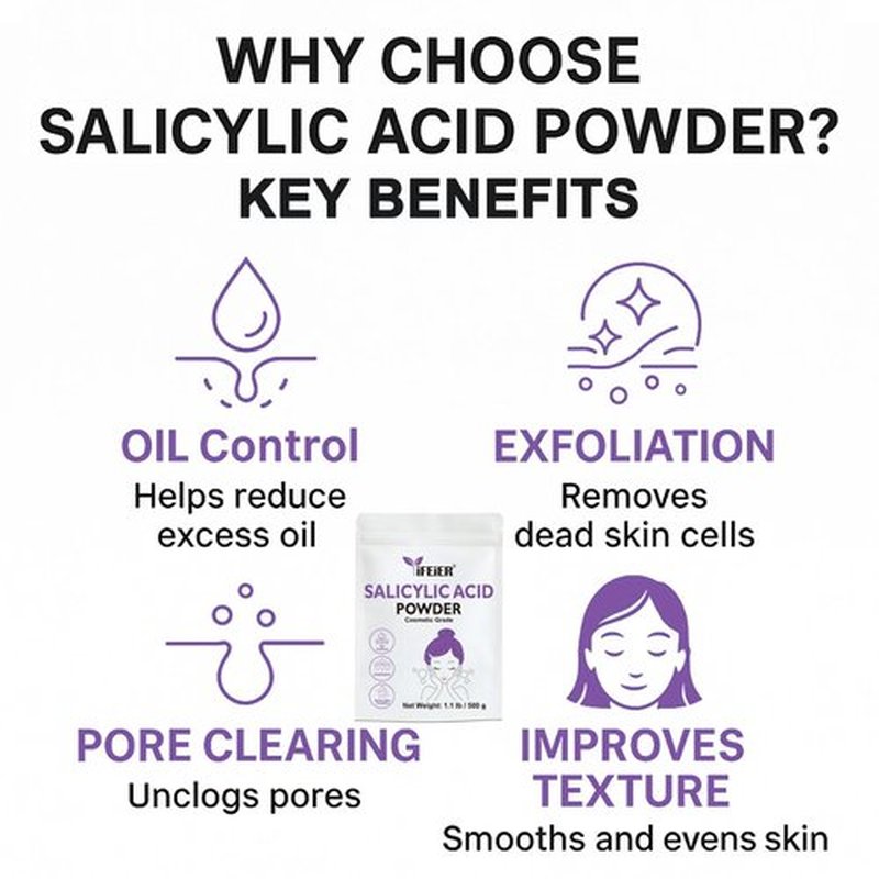 iFEiER Pure Salicylic Acid Powder | Cosmetic Grade Salicylic Acid 1.1 LB (500 g) | Original Ingredients for DIY BHA Exfoliant for Skincare, Body, Hair & Industrial Use | Make Serum