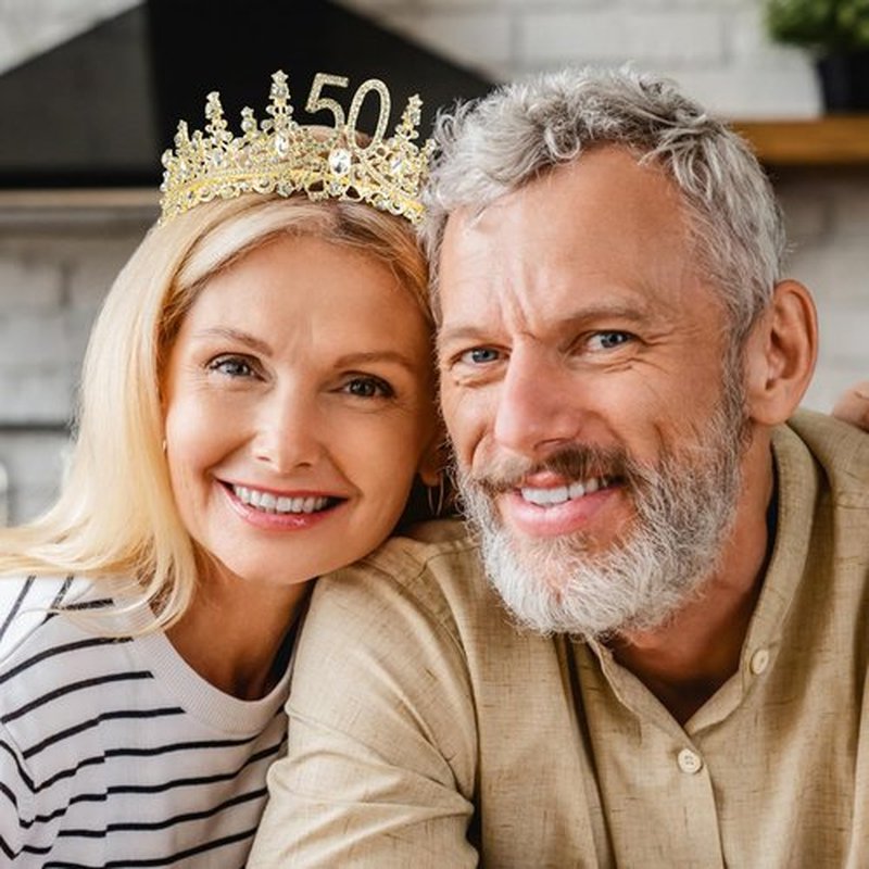 TOBATOBA 50th Birthday Decorations for Women, 50th Birthday Crown + 50 & Fabulous Birthday Sash Set, Silver 50th Birthday Gifts for Her Cool Gifts for 50th Birthday Party Decorations
