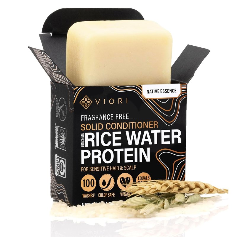 Viori Native Essence Conditioner Bar - Handcrafted Organic Rice Water Formula for Nourished Hair