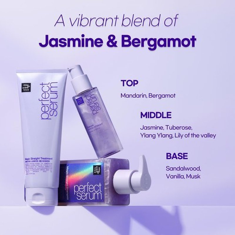 Mise En Scene Perfect Serum Magic Straight - Hair Taming Oil for Frizzy | Heat Protectant | Straightening Fixing | Humidity Hair Products | Coconut Oil | Sleek and Shine | Bergamot Scent, 2.70 Fl Oz