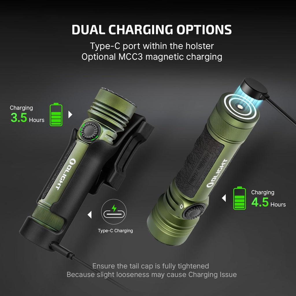 OLIGHT Seeker 4 Pro Rechargeable Flashlights, 4600 Lumens High Powerful Bright LED Light with USB C Holster, Waterproof IPX8 for Emergencies, Camping, Searching (OD Green)