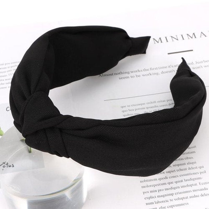 Amariver Black Headbands for Women Wide Knotted Headband Top Knot Hair Band Non-slip Head Band Soft Fashion Accessories for Women Girls