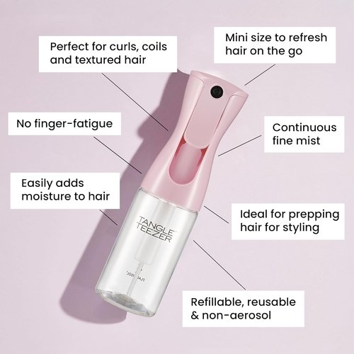 Tangle Teezer Mini Ultimate Detangler Hairbrush & Travel-Size Spray Bottle Duo | Millennial Pink, All Hair Types