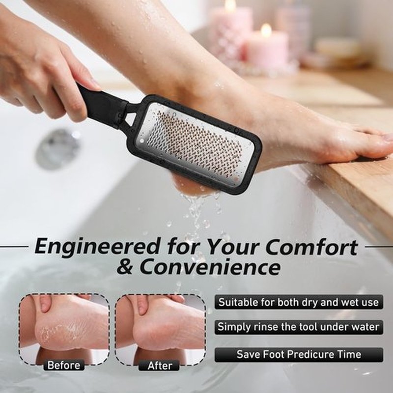 BALUCA Professional Foot File & Callus Remover - Stainless Steel Rasp for Smooth, Soft Feet | Black