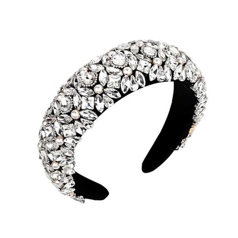 Jaciya Rhinestone Headband Bling Sparkly Crystal Diamond Headband Pearl Hairband Fashion Padded Head Band for Girls Women Hair Accessories
