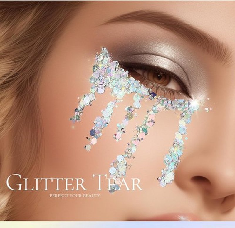 Teenitor Body Glitter Gel - Holographic Chunky Makeup for Face, Hair & Eyes | Silver