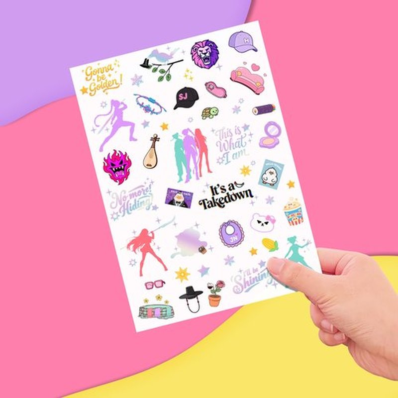 Temporary Tattoos for Cartoon Movie Themed Party Favors Iridescent Foil Styles | Korean Idol Fake Tattoos Stickers Removable, Goodie Bag Stuffers Party Supplies Decoration Gifts 3 Sheets 108 Pcs