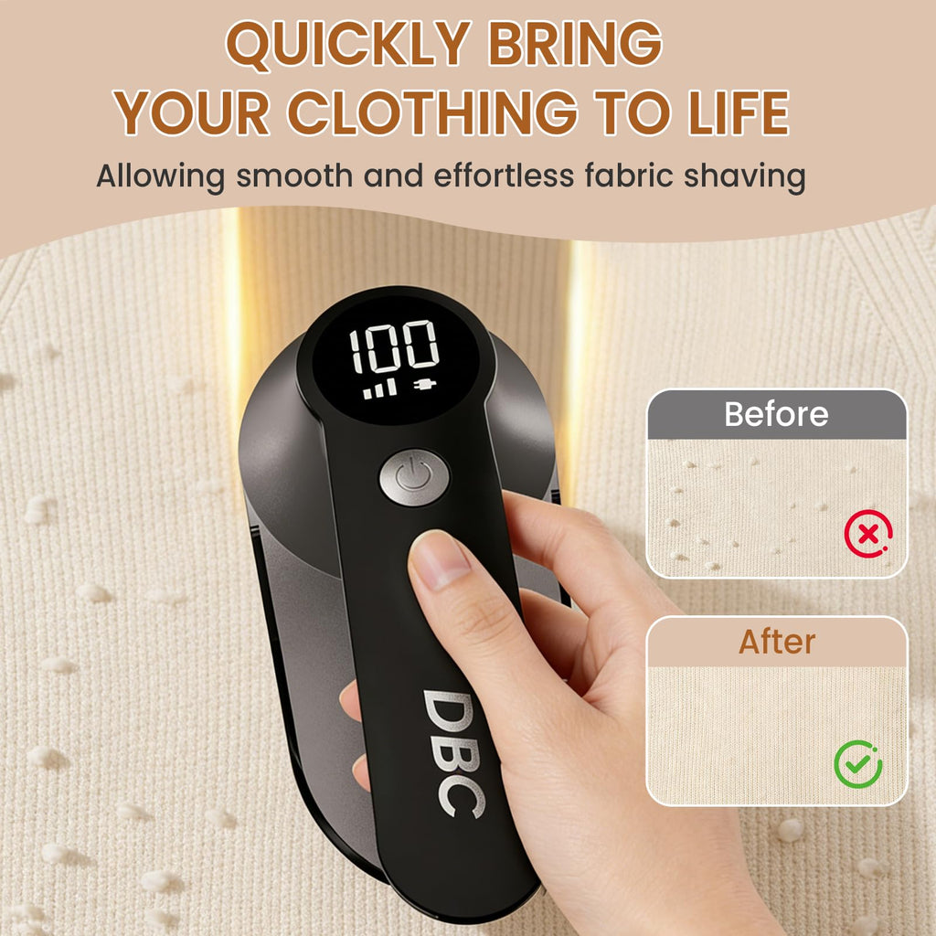 DBC Rechargeable Fabric Shaver,3-Speed Lint Remover for Clothes LED Display, 15000r/Min Powerful Motor, Large Shaving Head Lint Shaver for Clothes, 6-Leaf Blades, Lint Ball, Furniture, Fuzz