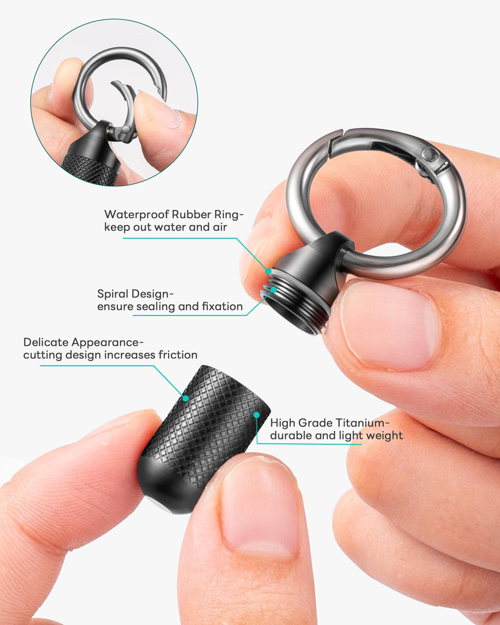 TISUR Small Keychain Pill Holder Case Titanium Pocket Pill Container