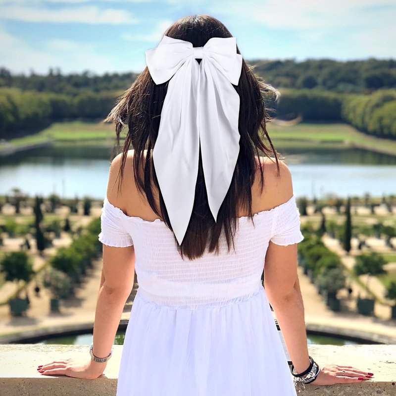 WLLHYF Satin Hair Bows for Women, 20 Pcs Big Hair Bows with Long Tails Ribbon Barrettes Hair Clips Silky Soft Hair Pins Vintage French Hair Accessories for Girl Princess