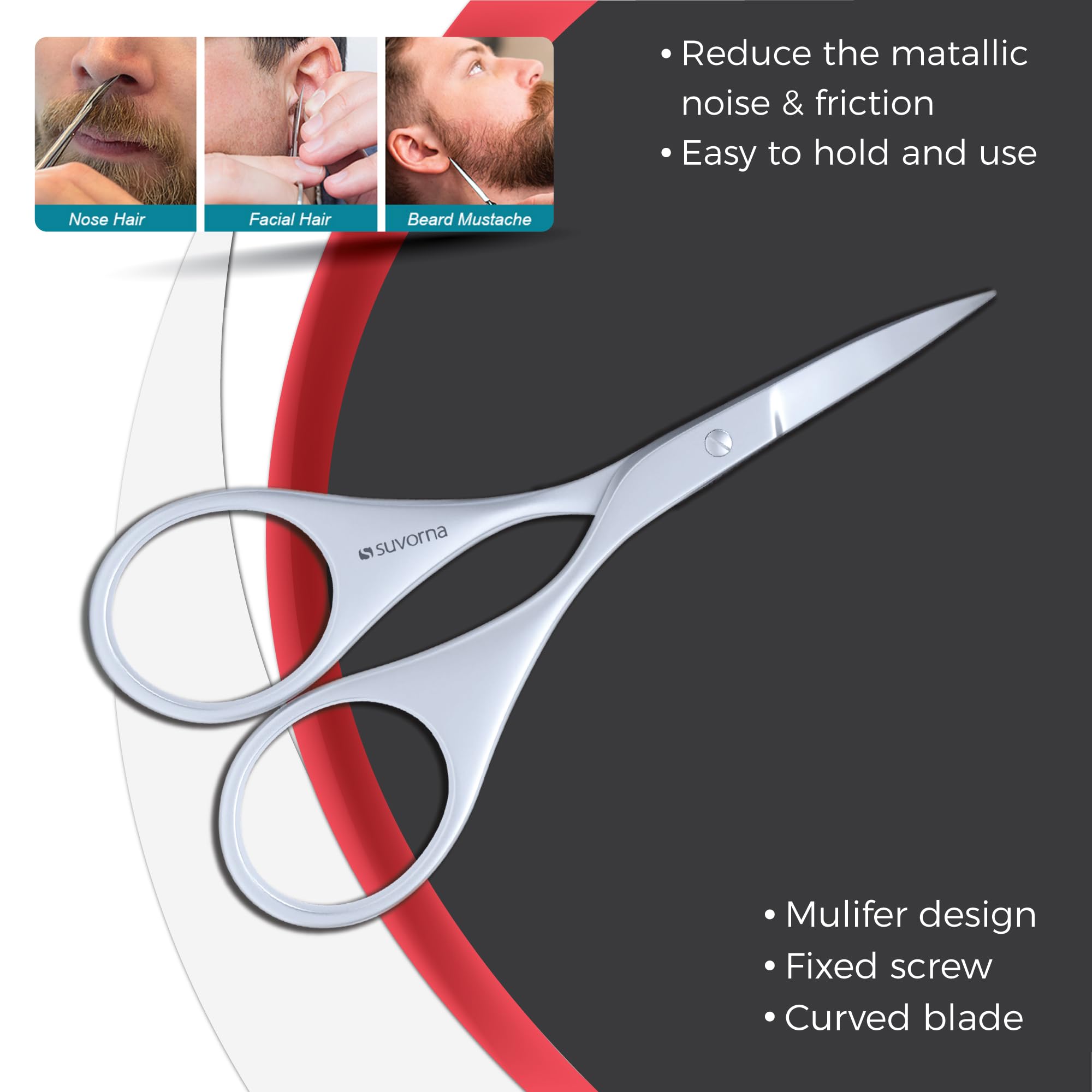 Suvorna Eyebrow Scissors for Women - Small Scissors for Beard, Mustache, Facial, EyeLash, Nose & Ear Hair - Eyebrow Trimmer for Women and Men, brow scissors for barbers and professionals