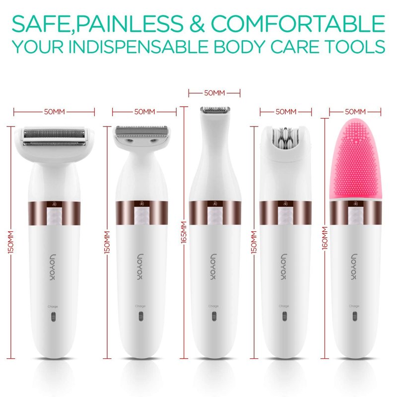 VOYOR Electric Shaver - 5-in-1 Women's Bikini Trimmer & Hair Remover | Cordless, Waterproof, Rechargeable