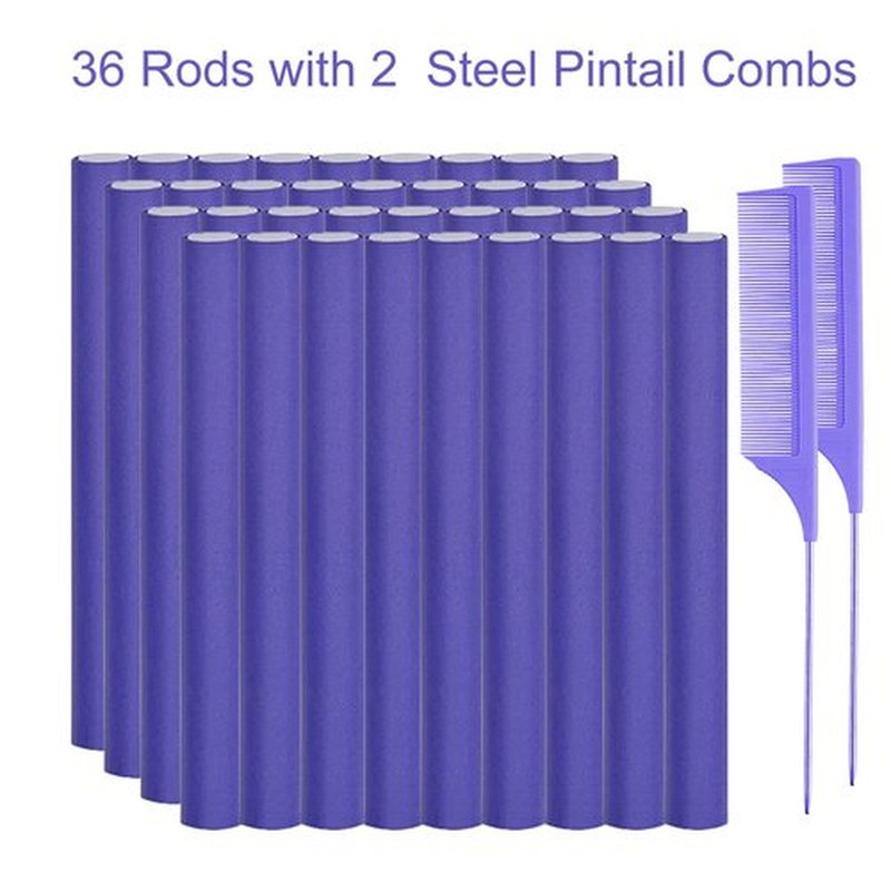 36PCS Flexible Curling Rods for Women, Twist Hair Rollers for Long and Short Hair, Foam Rollers with 2 Steel Pintail Combs