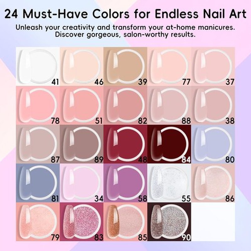 Skiennix Acrylic Nail Powder Set - 24 Vibrant Colors for Professional Nail Art & 3D Sculpting | No Lamp Needed, Long-Lasting
