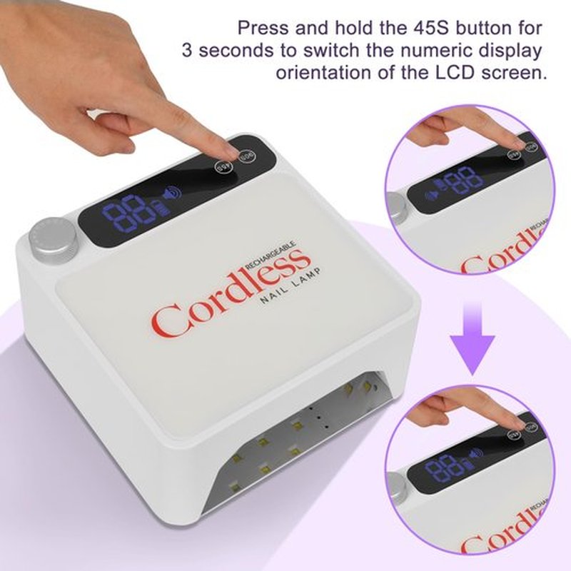 Nailartane UV LED Nail Lamp Cordless, Rechargeable UV Light for Gel Nails with Metallic Reflector & Metal Base, 86W Wireless LED Nail Dryer, Professional Fast Curing Light for Salon Home Use, White