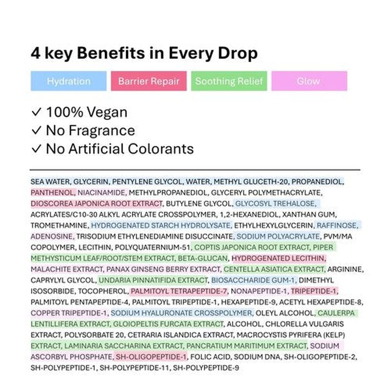 DEEPERCENT Bluewater Marine Barrier PDRN Serum – Dewy Skin Deep Hydration Long Lasting Moisture Hyaluronic Acid Niacinamide Fast Absorbing Healthy Barrier Fragrance Free Korean Skincare (1.52 fl oz)