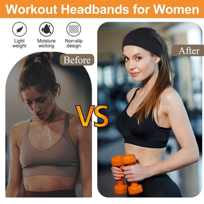 RuiYok Black Headbands for Women 6PCS,Non Slip Head Bands Hair Accessories for Securing Hair,Elastic Hairbands for Yoga Workout Every Day