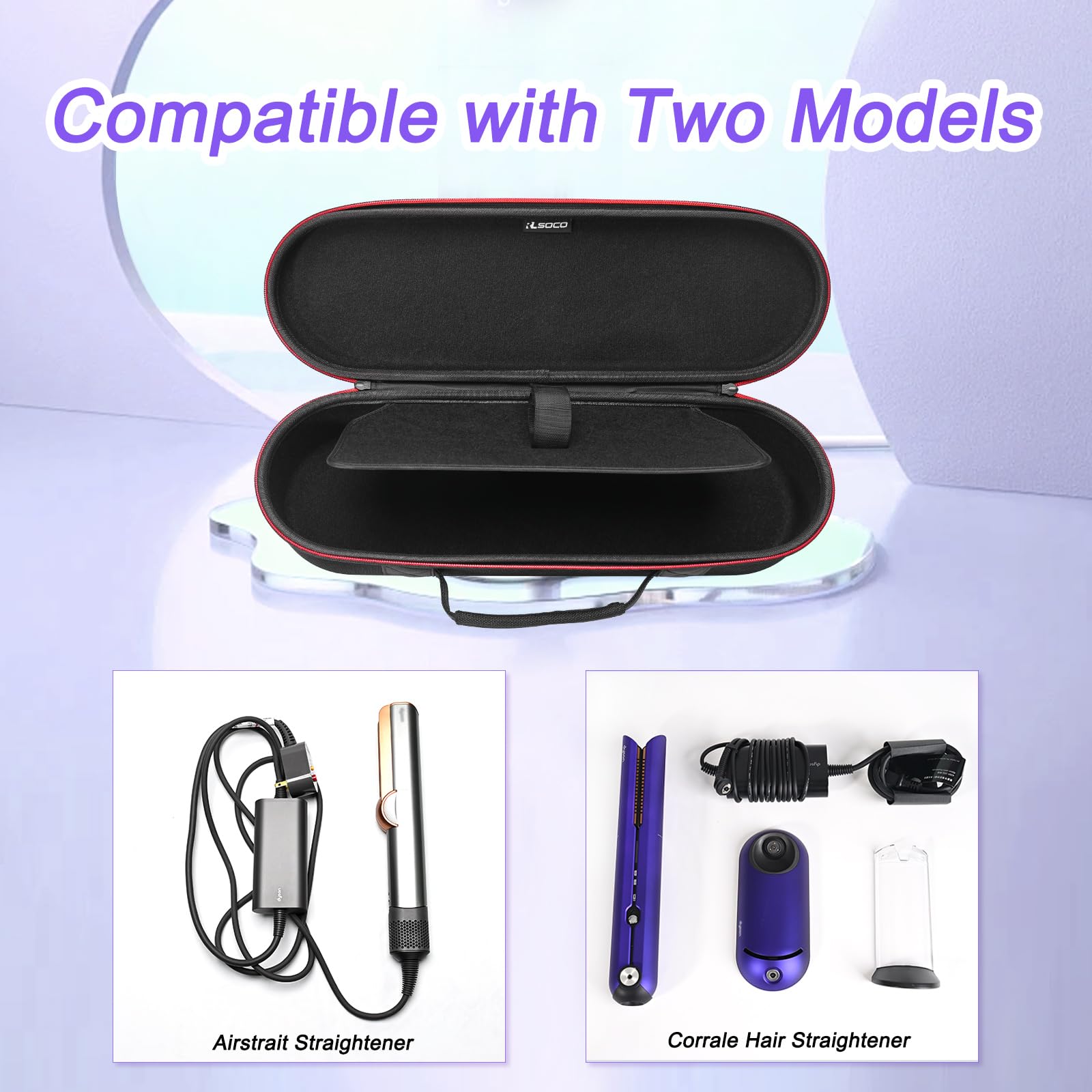 RLSOCO Travel Case for Dyson Airstrait Straightener/Corrale Hair Straightener - Black (Case Only)